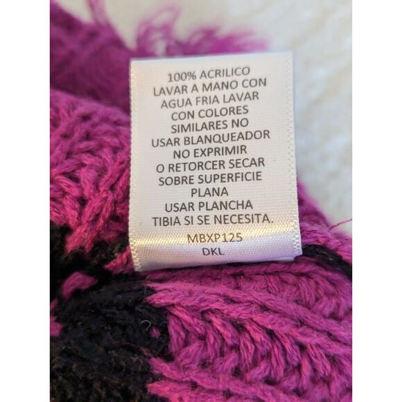 Womens 2X Black Pink Sweater Horizontal Striped Distressed Goth - Picture 8 of 11